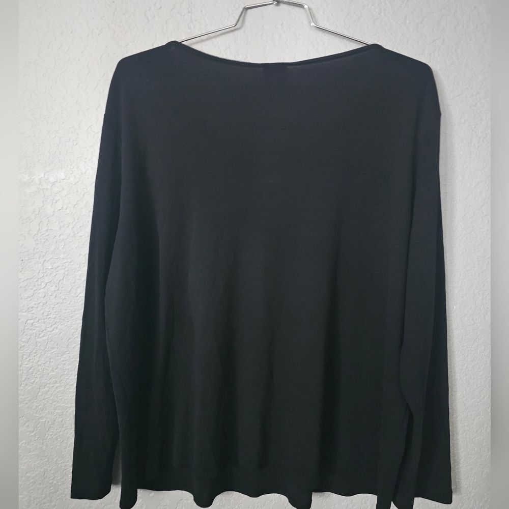 Eileen Fisher 1X long sleeves black top minimalist office work - Picture 2 of 6